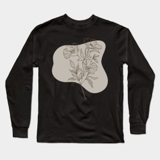 Brown Abstract Flower Long Sleeve T-Shirt